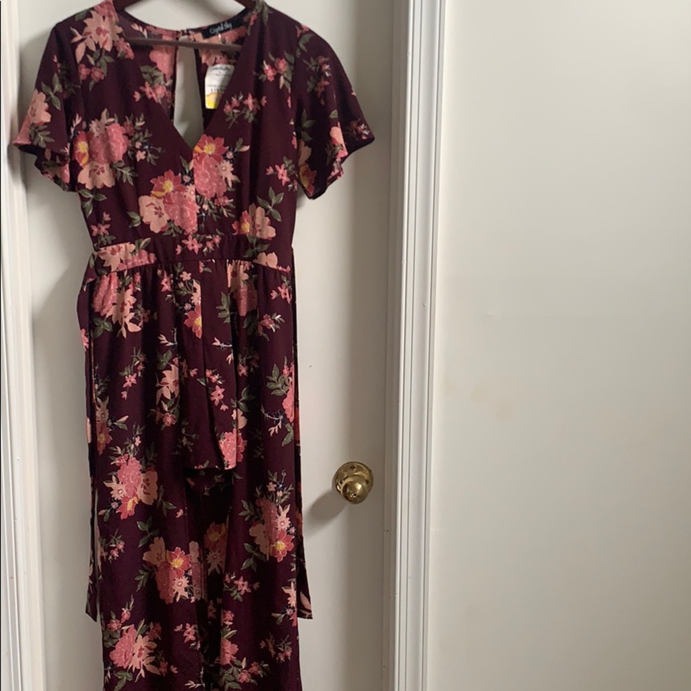 Floral Romper with Skirt Accent